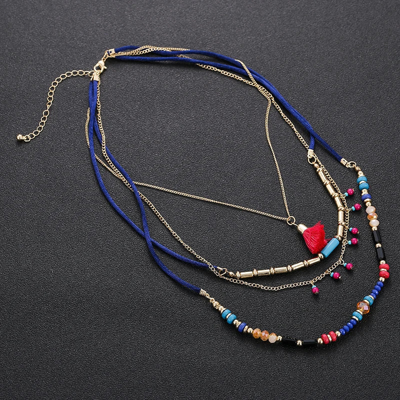 Multi Color Layer Bead Necklace