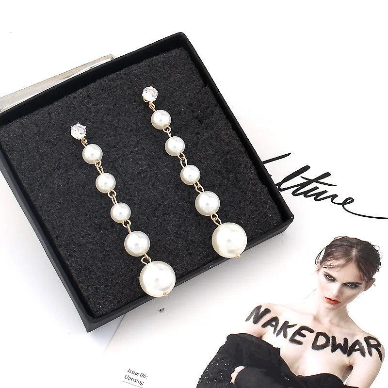 Trendy Elegant Big Simulated Pearl Earrings