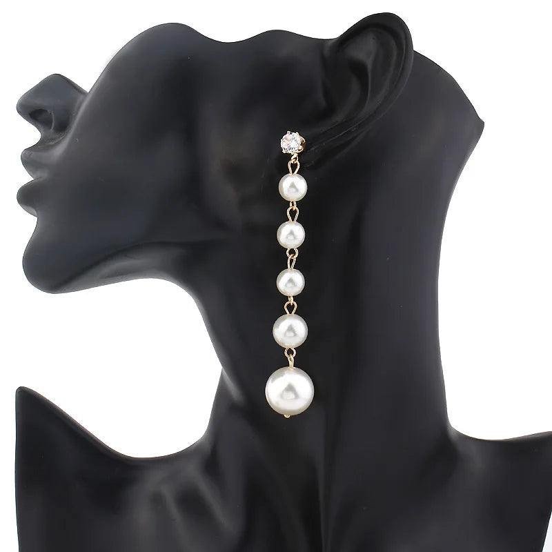 Trendy Elegant Big Simulated Pearl Earrings