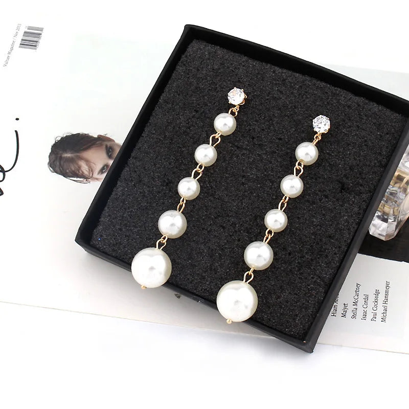 Trendy Elegant Big Simulated Pearl Earrings