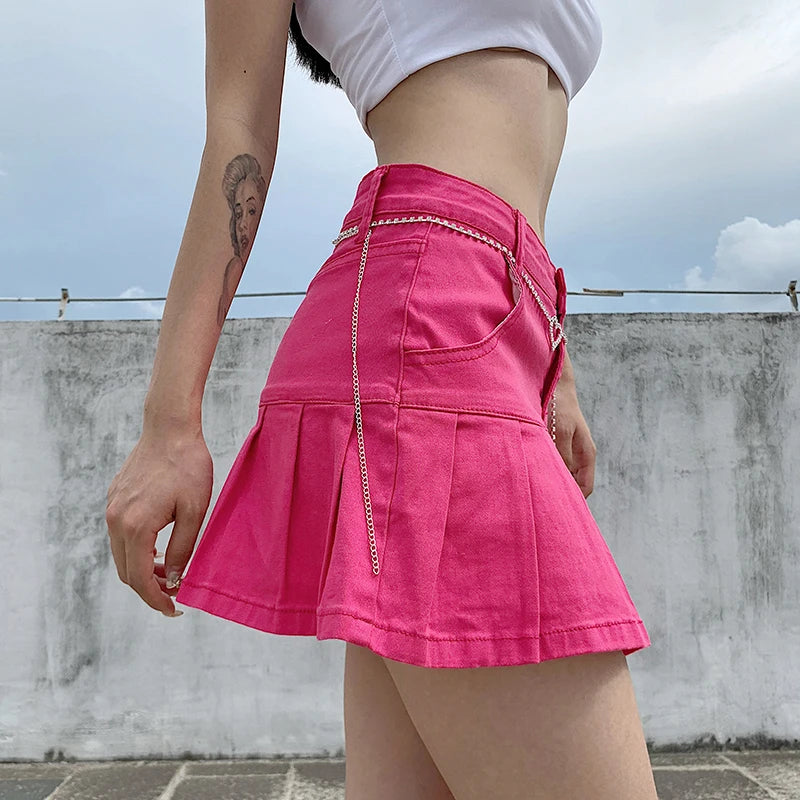 Denim Skirt With Ruffles