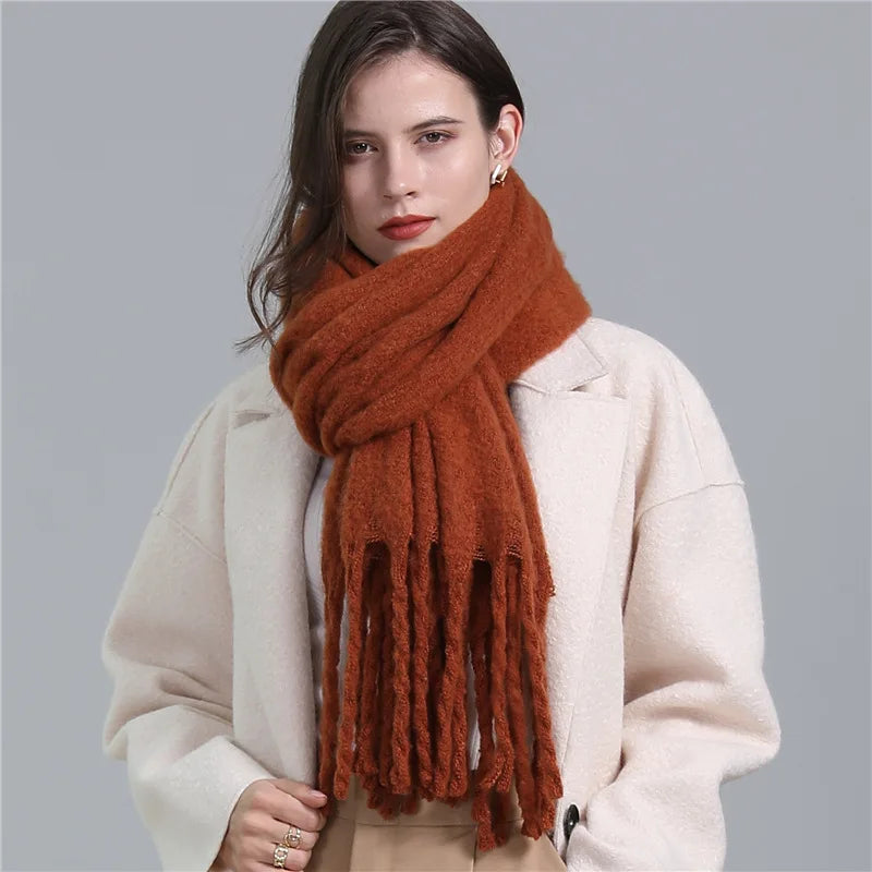 Plain Tassel Wool Scarf