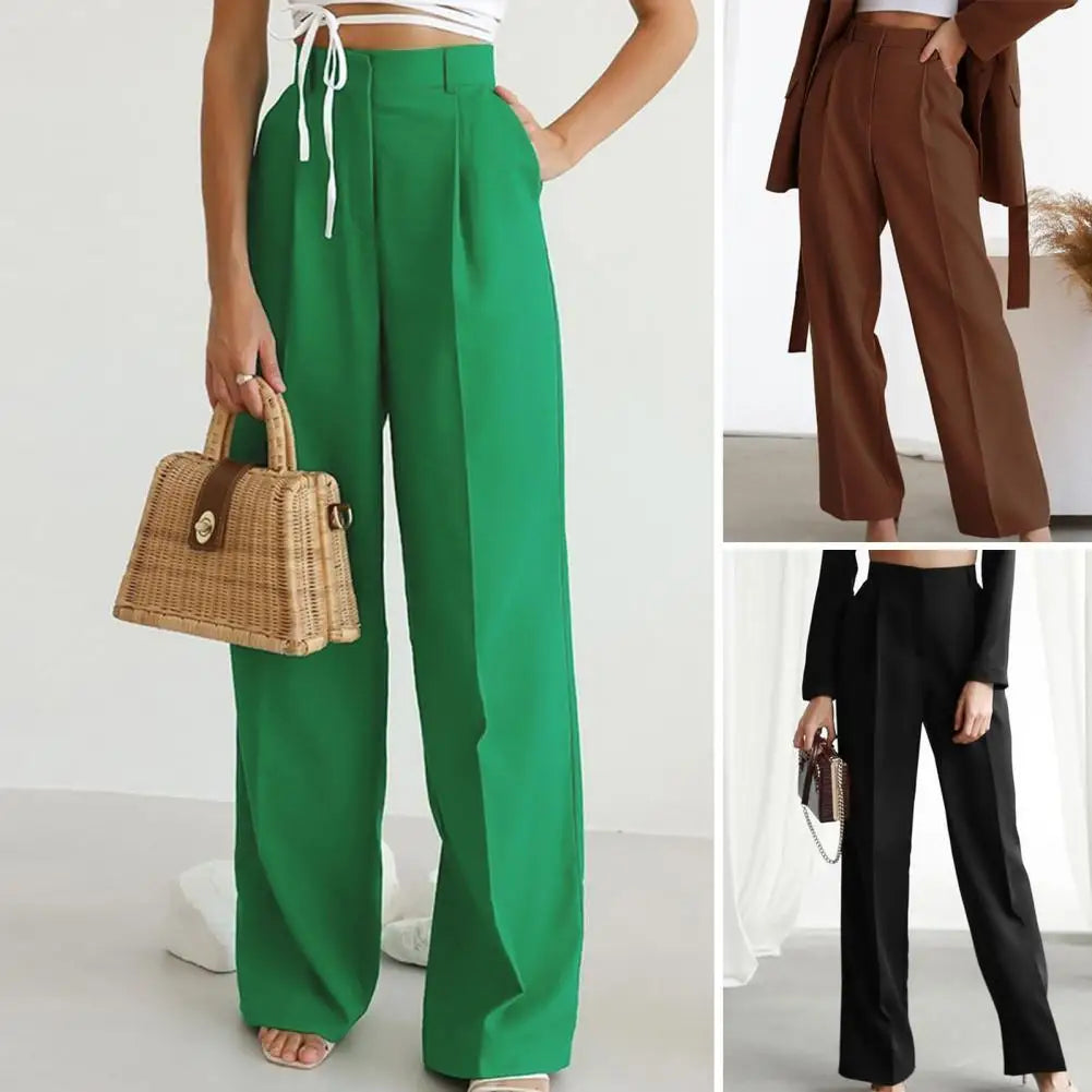 Green High Waist Wide Leg Pants