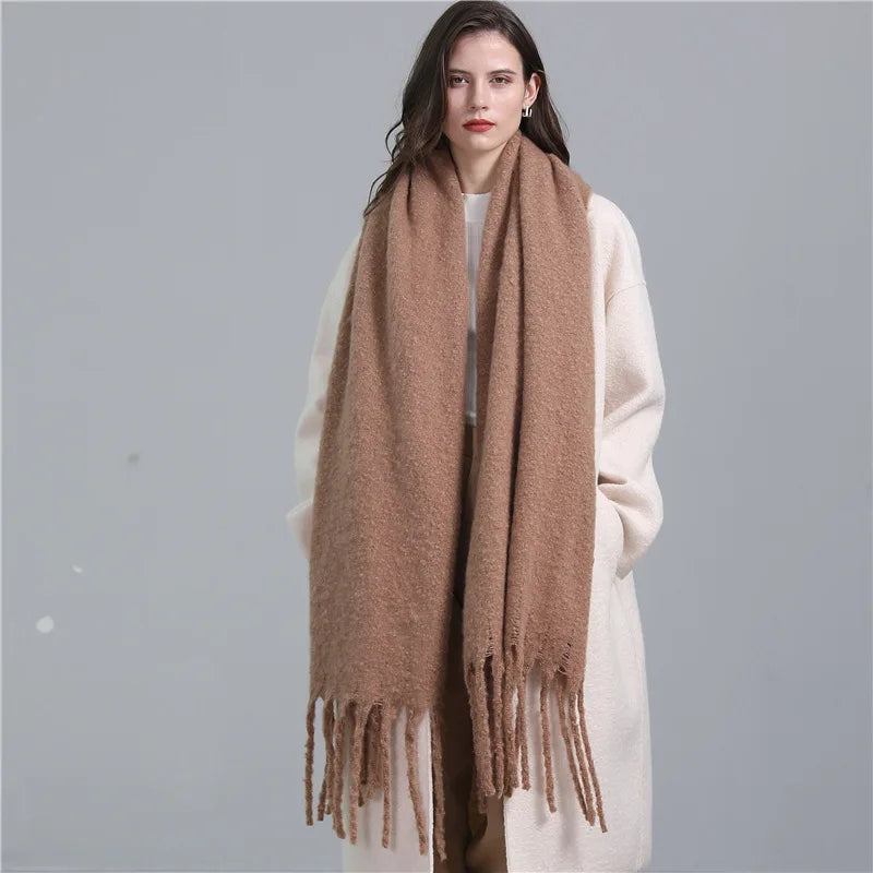 Plain Tassel Wool Scarf