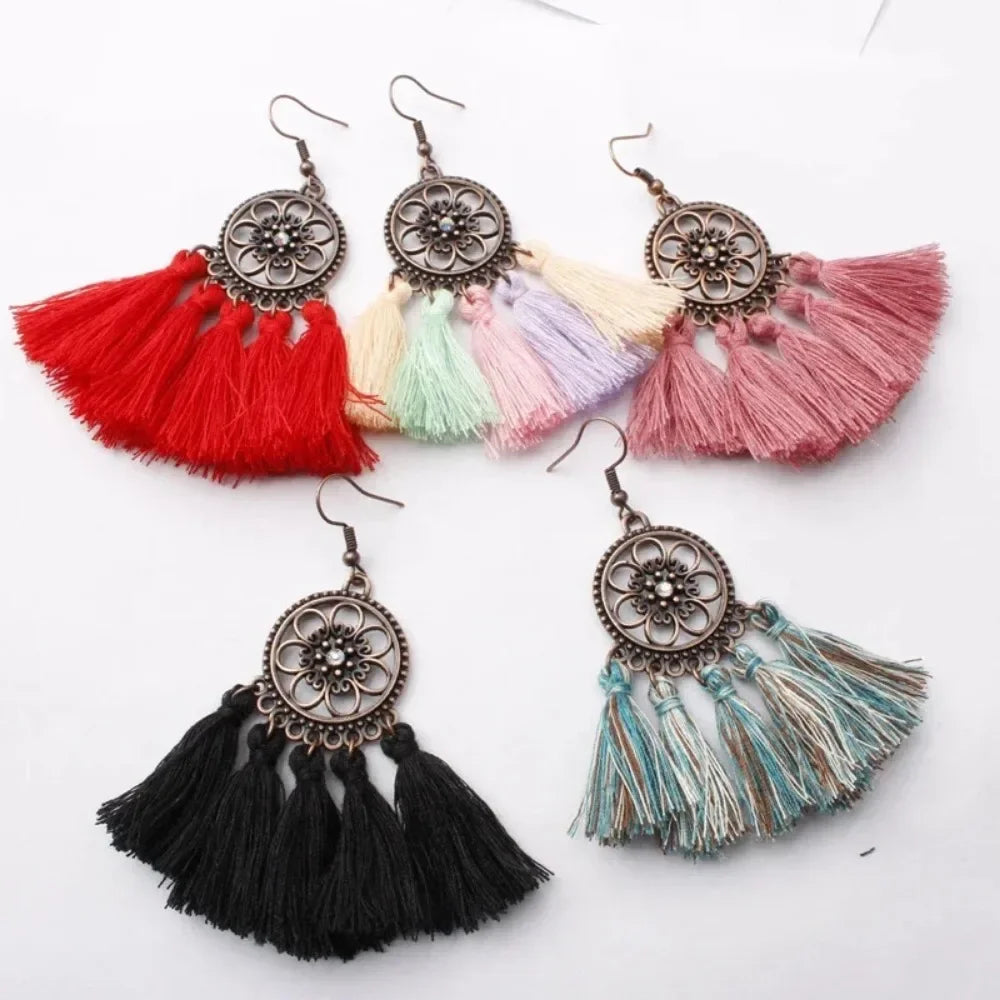 Vintage Ethnic Long Tassel Earrings