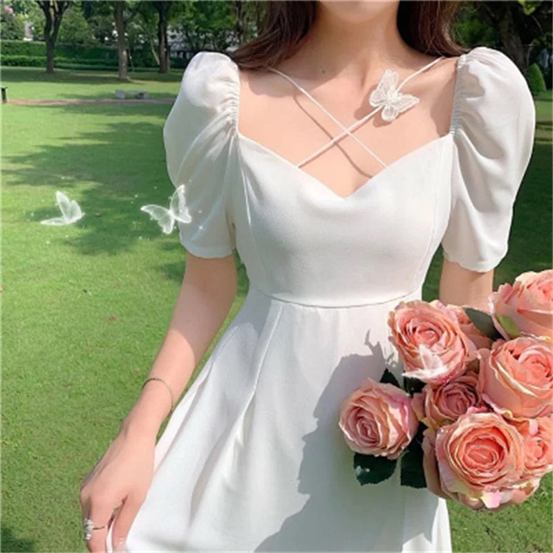 Summer Elegant Vintage White Dress