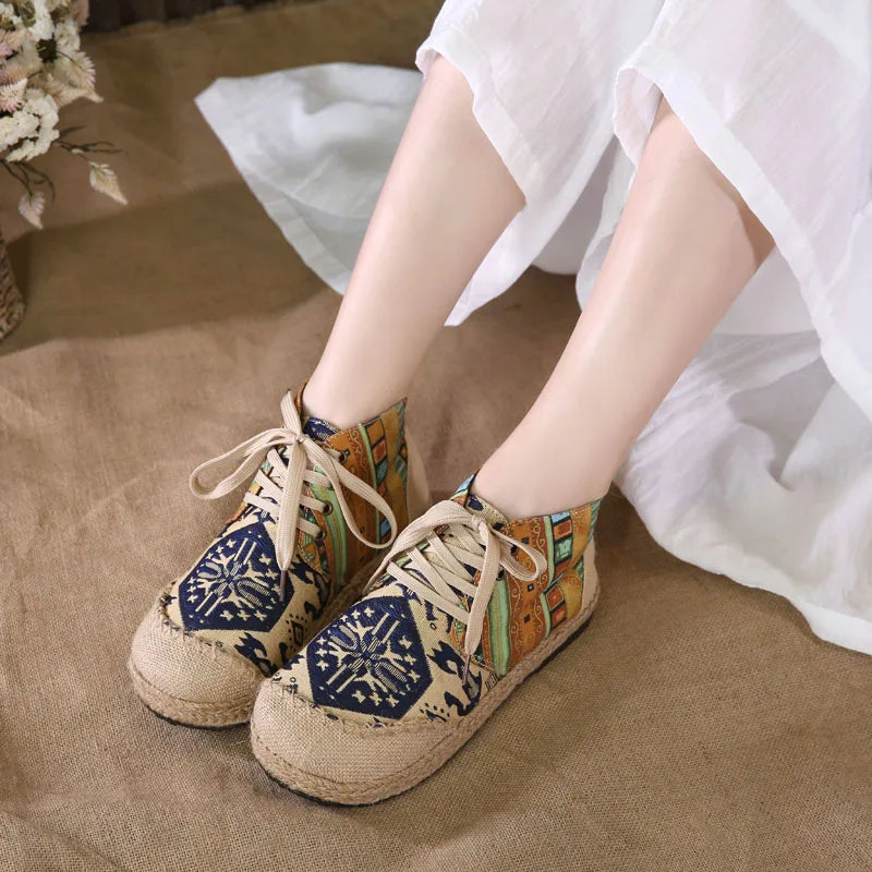 Linen Canvas Lace Up Shoes