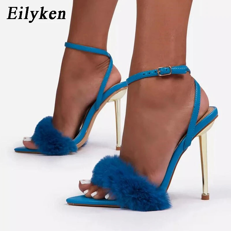 Sexy Open Toe Fur Sandals