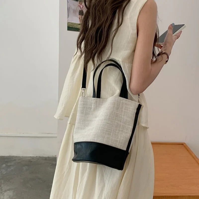 Summer Color Block Canvas Bag