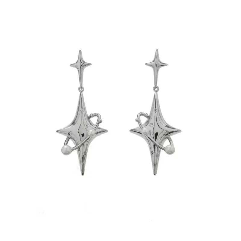 Exquisite Star Pearl Drop Dangle Earrings