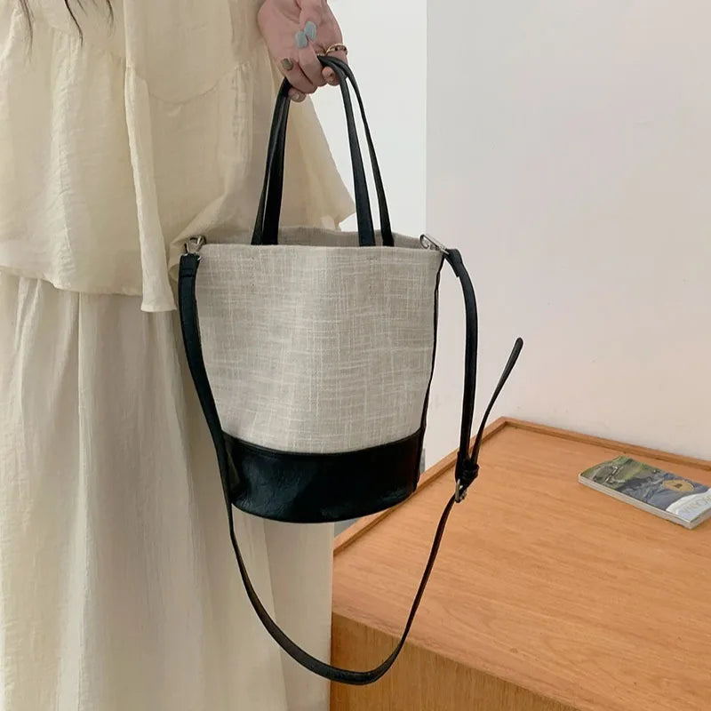 Summer Color Block Canvas Bag